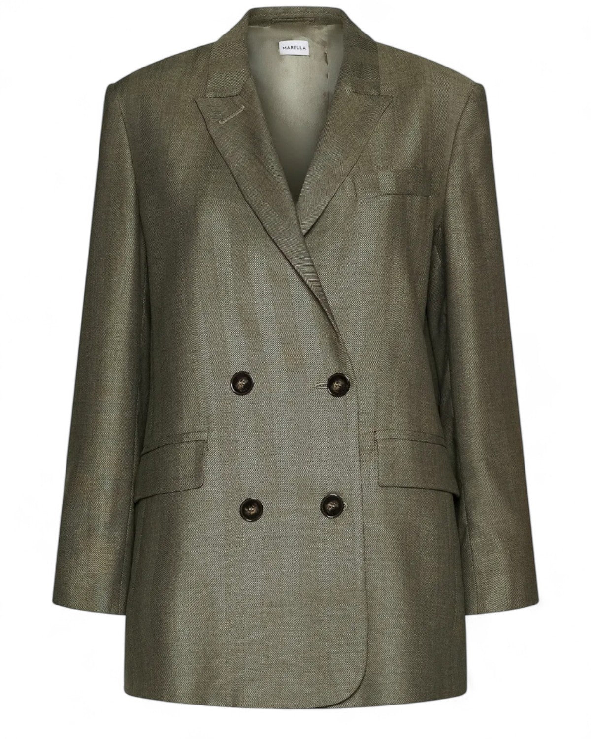 Blazer doppiopetto in saglia fluida con tasche applicate-Marella-Giacche-Vittorio Citro Boutique