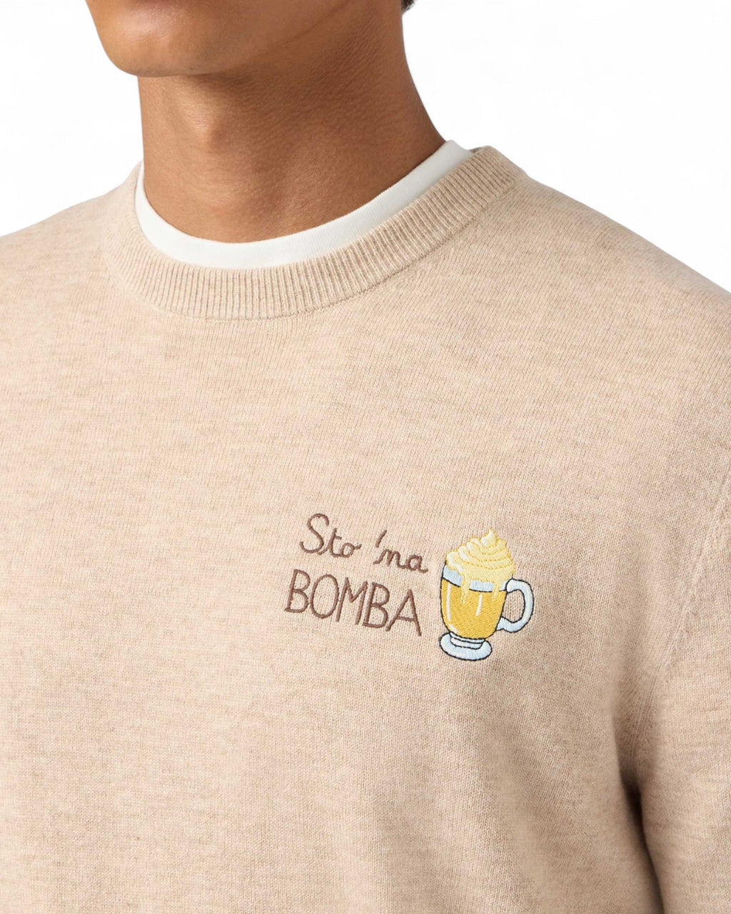 Maglione in misto cashmere con ricamo “Sto na bomba”-Mc2 Saint Barth-Maglieria-Vittorio Citro Boutique