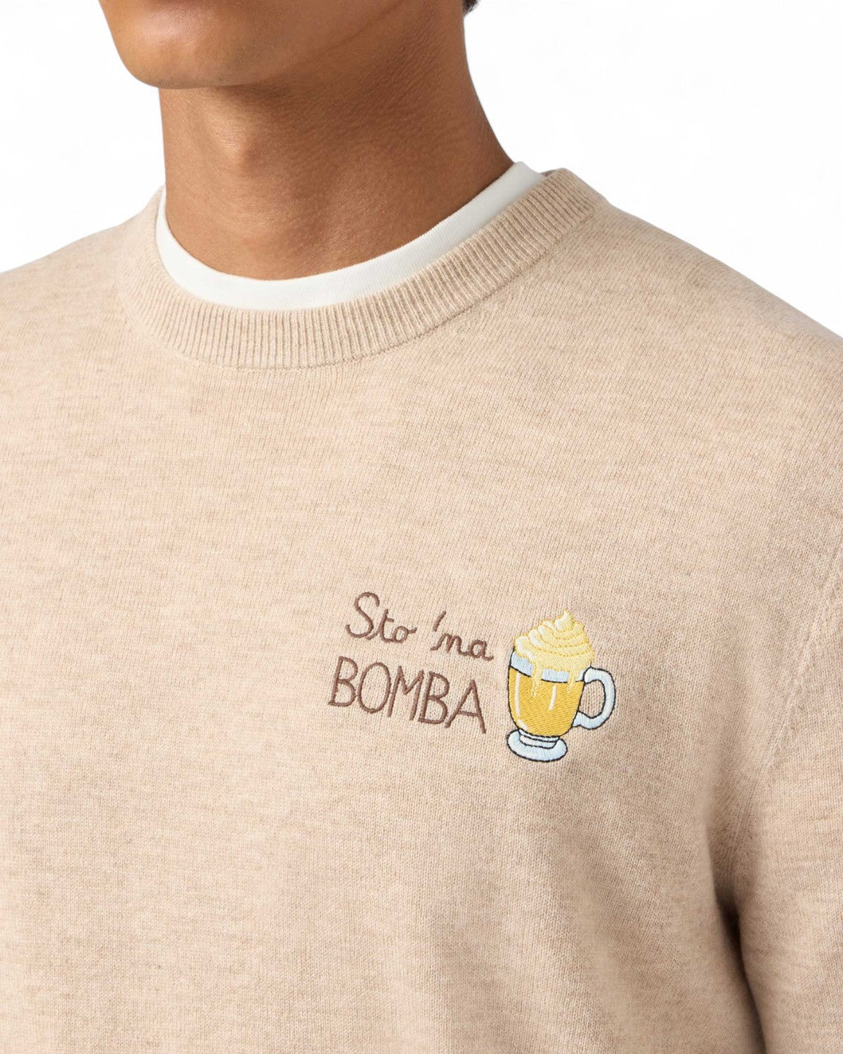 Maglione in misto cashmere con ricamo “Sto na bomba”-Mc2 Saint Barth-Maglieria-Vittorio Citro Boutique