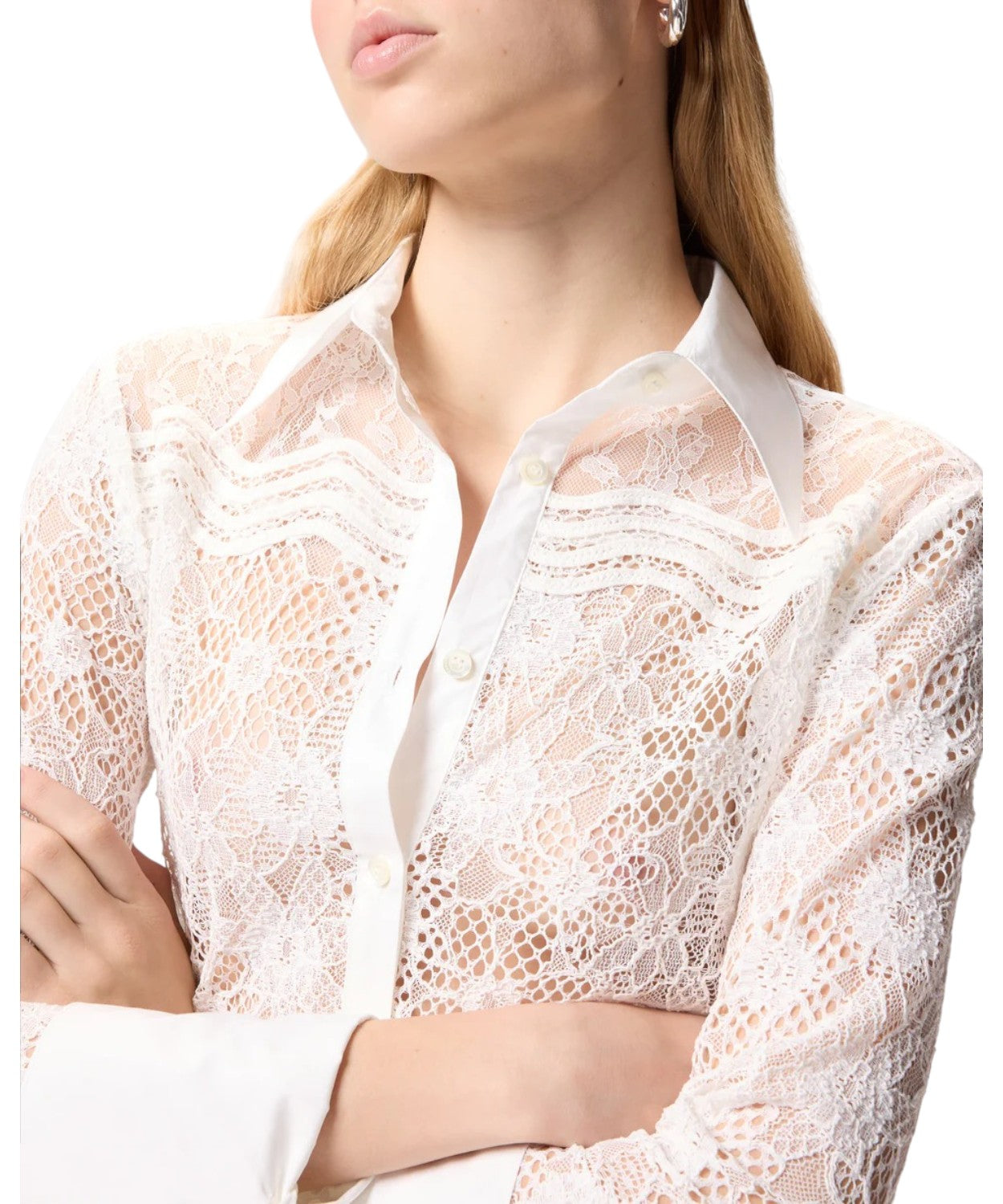 Pinko Coline Tulle and Lace Shirt - Pinko tulle lace shirt