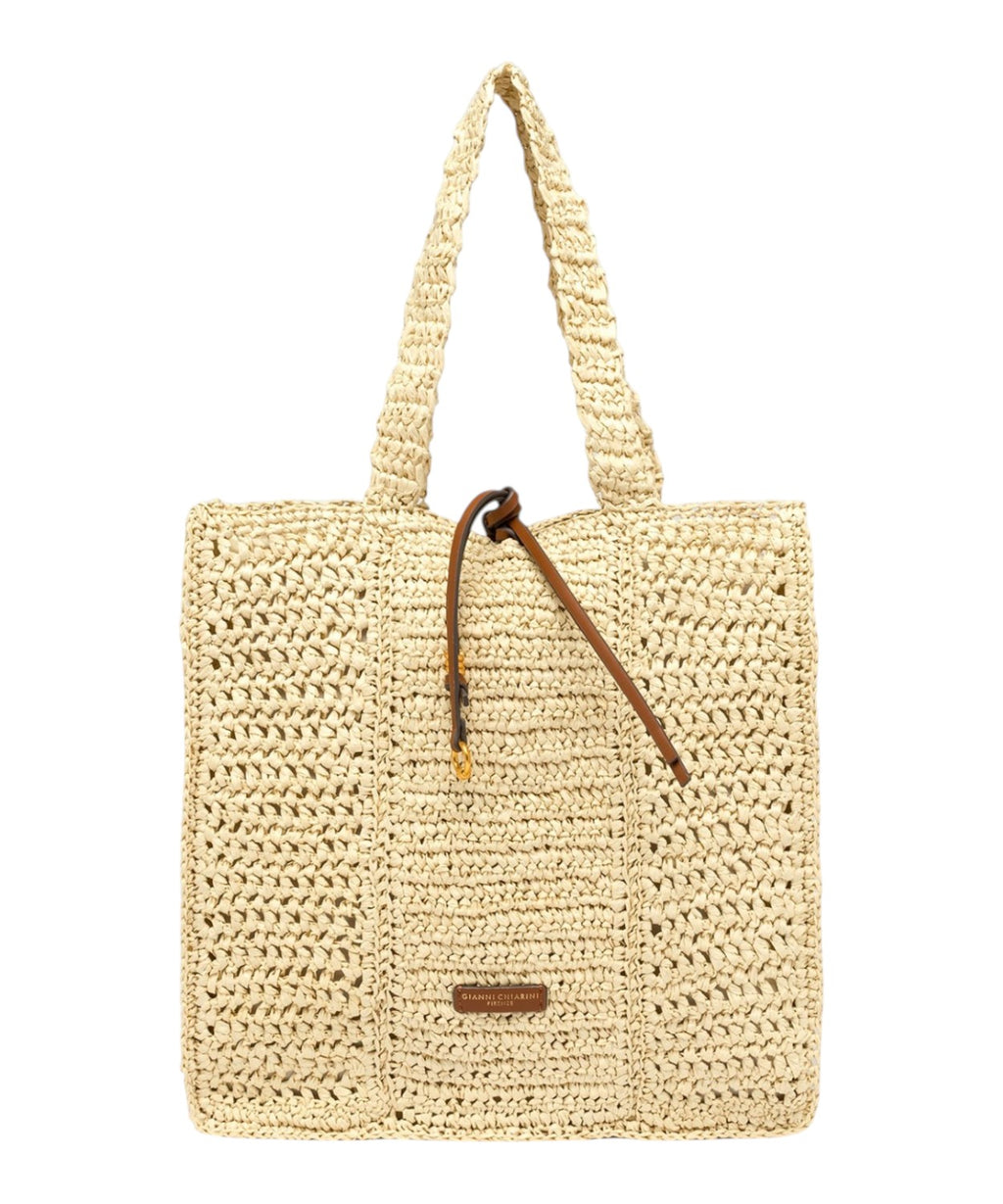 Gianni Chiarini Nefeli Shopper aus gehäkeltem Strohhut