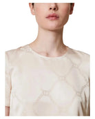 Blusa in raso jacquard con logo Oval T-Twinset-Camicie-Vittorio Citro Boutique