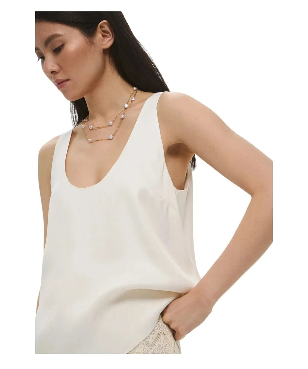 Top in raso lucido con collo tondo-Top-Twinset-Vittorio Citro Boutique