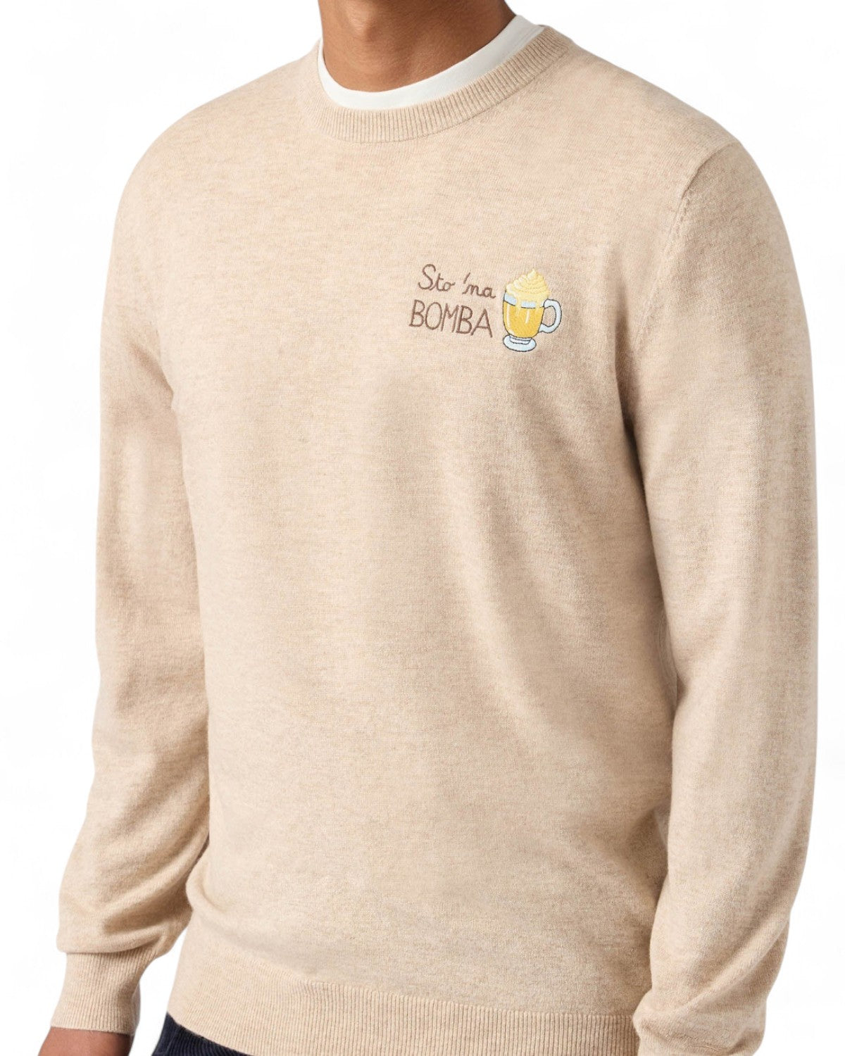 Maglione in misto cashmere con ricamo “Sto na bomba”-Mc2 Saint Barth-Maglieria-Vittorio Citro Boutique