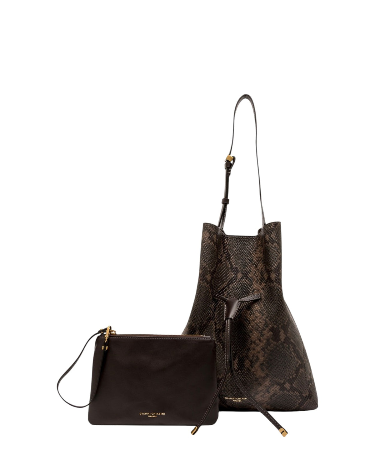 Dameshandtas Gianni Chiarini Sienna van leer met pythonprint