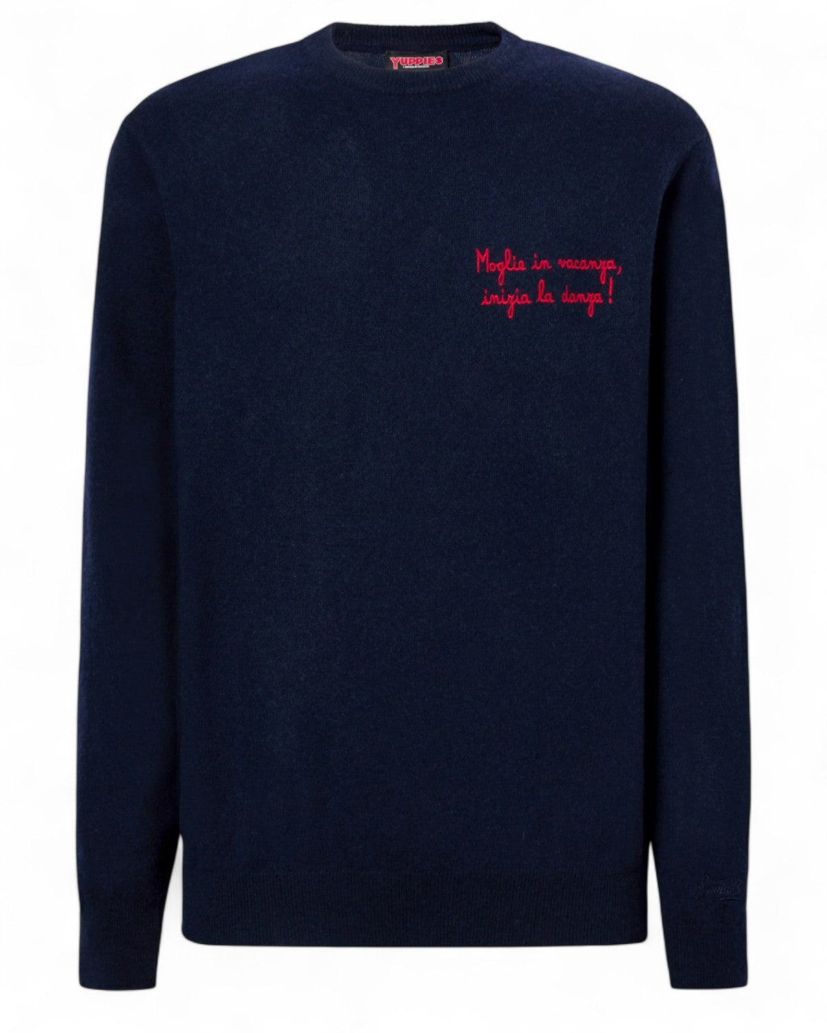 Maglione con ricamo “Moglie in vacanza inizia la danza”-Mc2 Saint Barth-Maglieria-Vittorio Citro Boutique