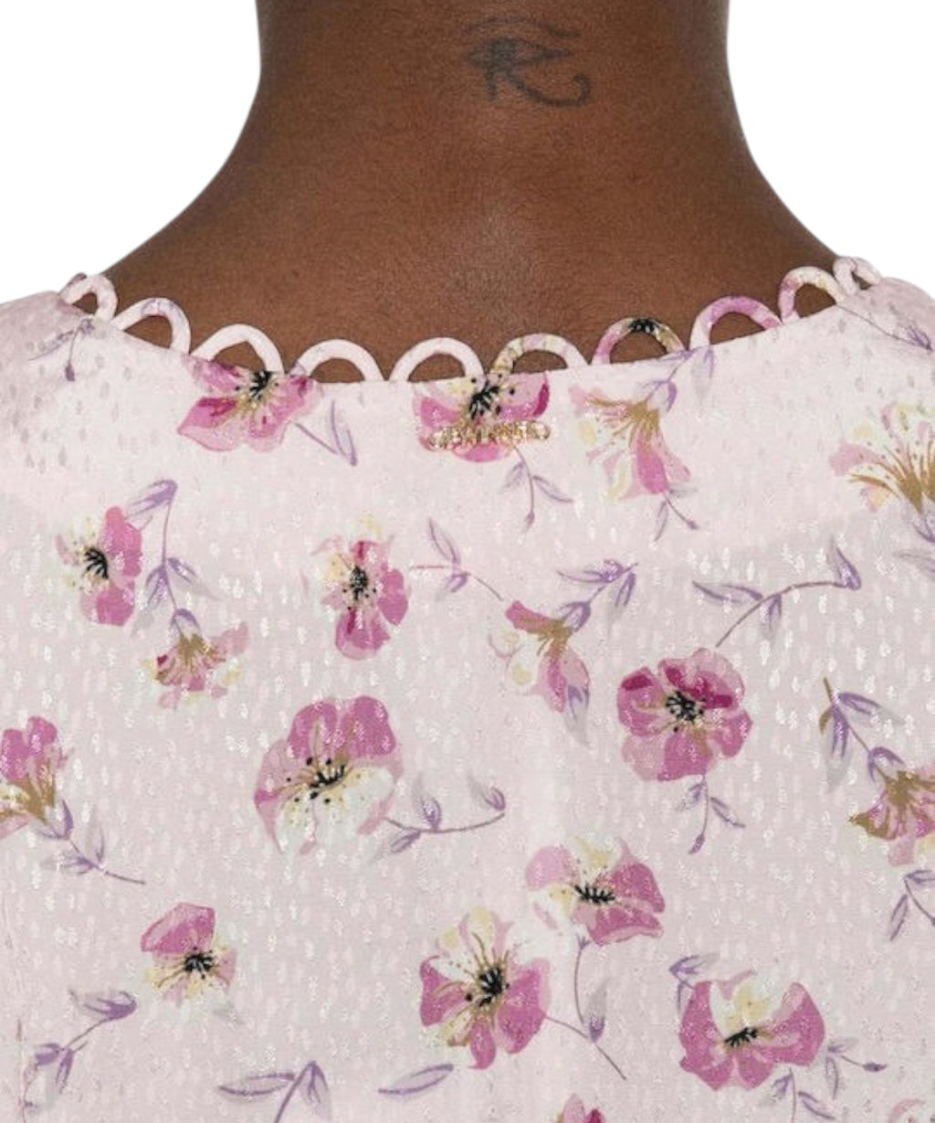 Damesblouse Twinset van satijn met bloemenprint