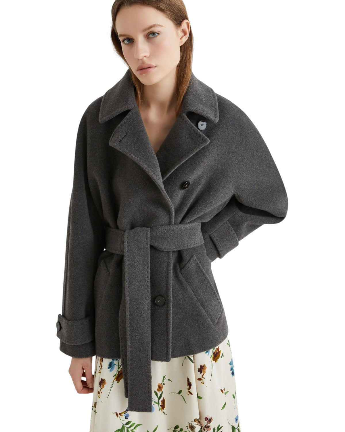 Giaccone in lana con maniche kimono e cintura-Marella-Cappotti-Vittorio Citro Boutique