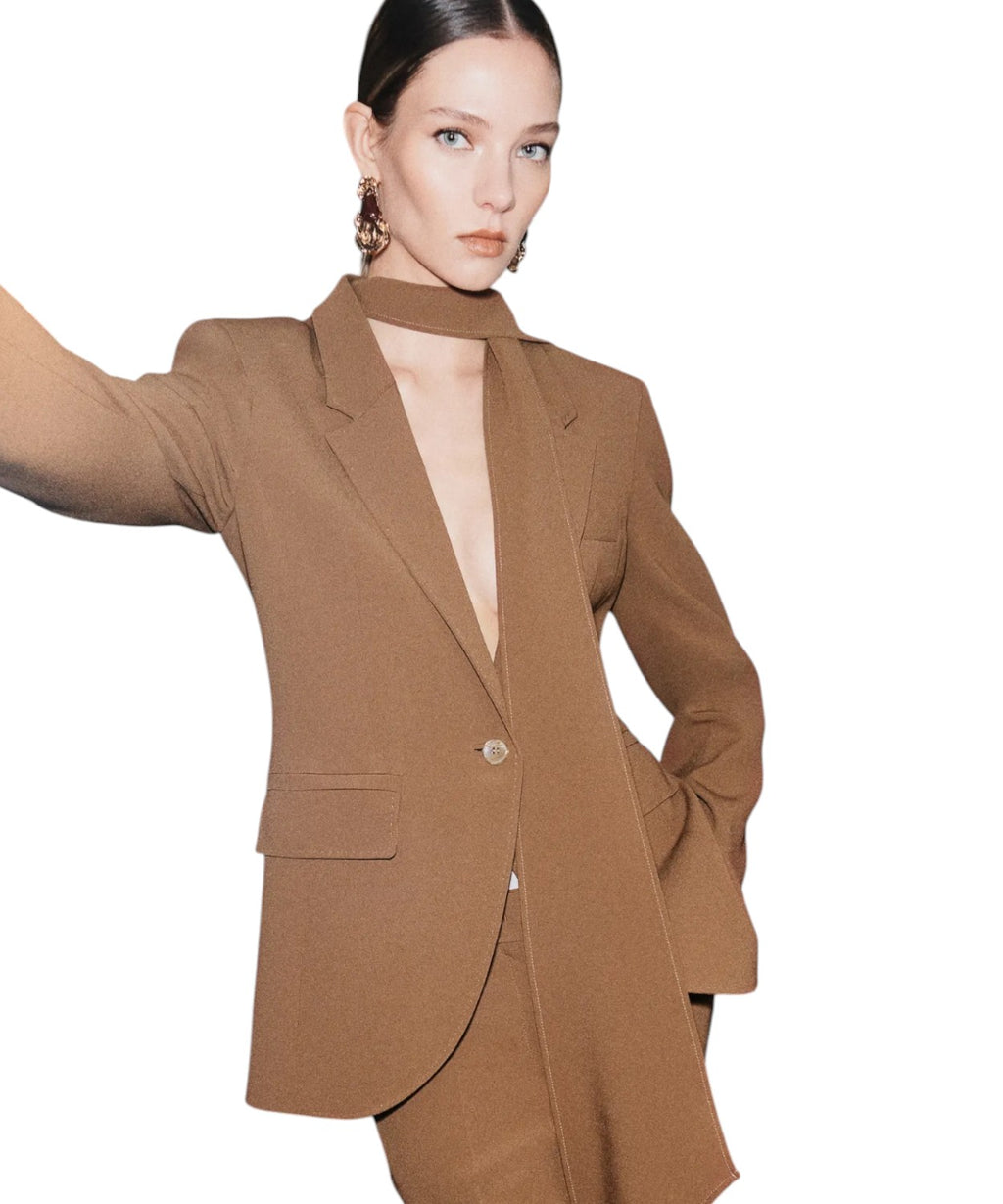 Giacca Elegante in Satin con Sciarpa Coordinata