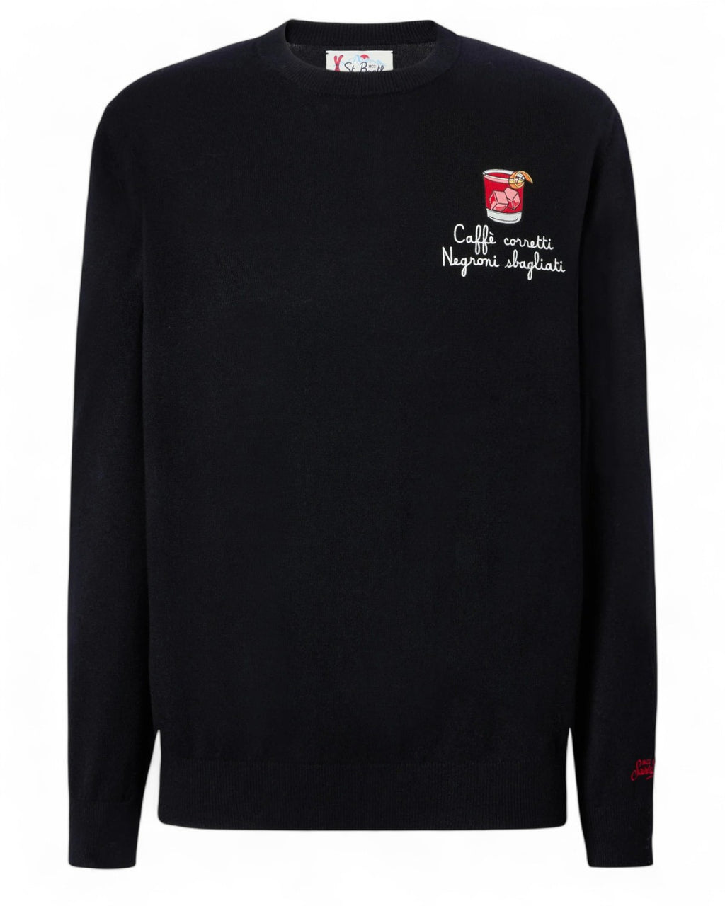 Maglione in misto cashmere con ricamo “Caffè Corretti Negroni Sbagliati”-Mc2 Saint Barth-Maglieria-Vittorio Citro Boutique