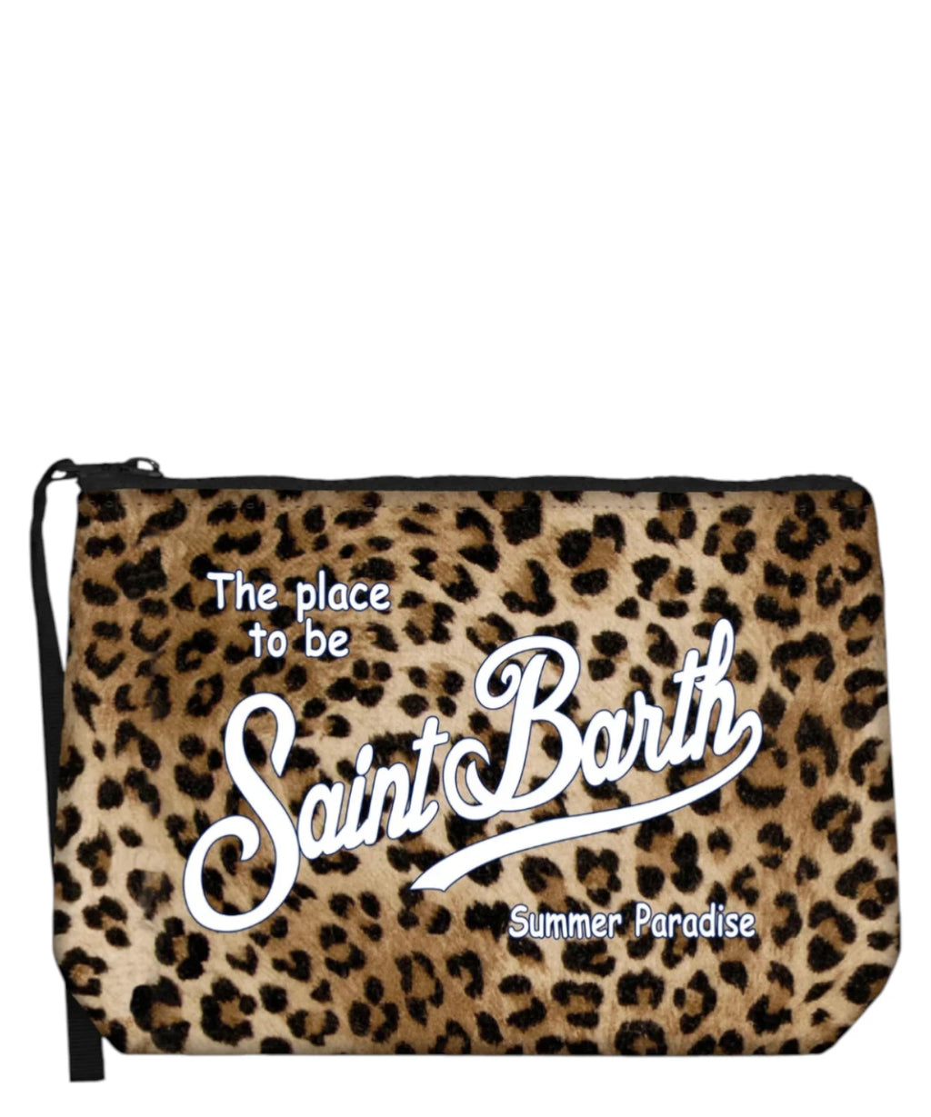 Pochette Aline Leopardo MC2 Saint Barth con Logo