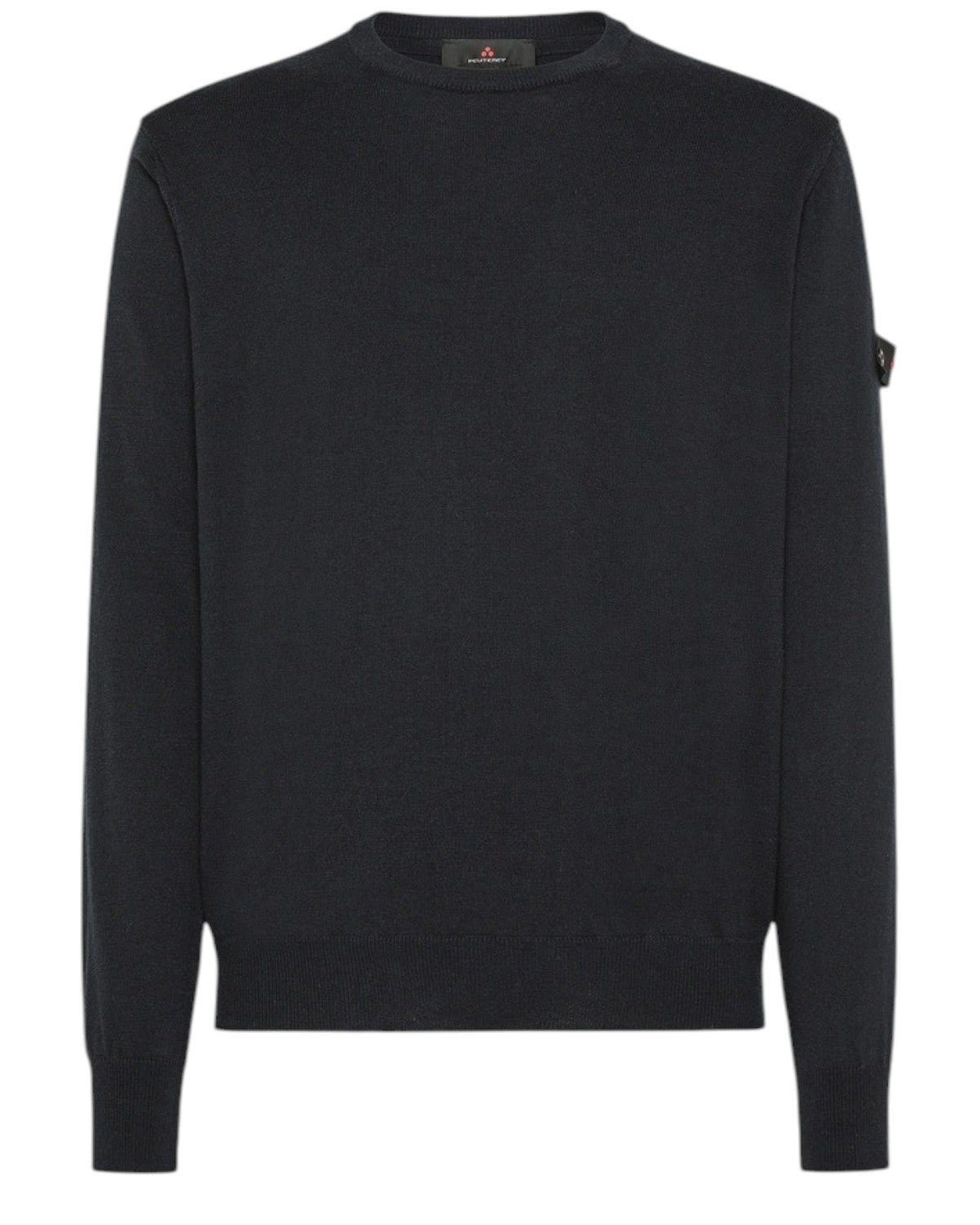 Maglione Peuterey EXMOOR 07 in lana e cotone blu scuro, design minimal con girocollo e vestibilità regular, perfetto per l'inverno FW26.