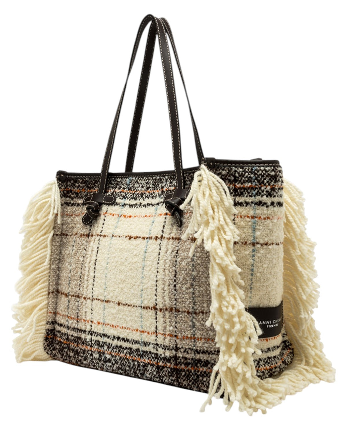 Shopping Bag Marcella effetto plaid con frange-Gianni Chiarini-Borse a spalla-Vittorio Citro Boutique
