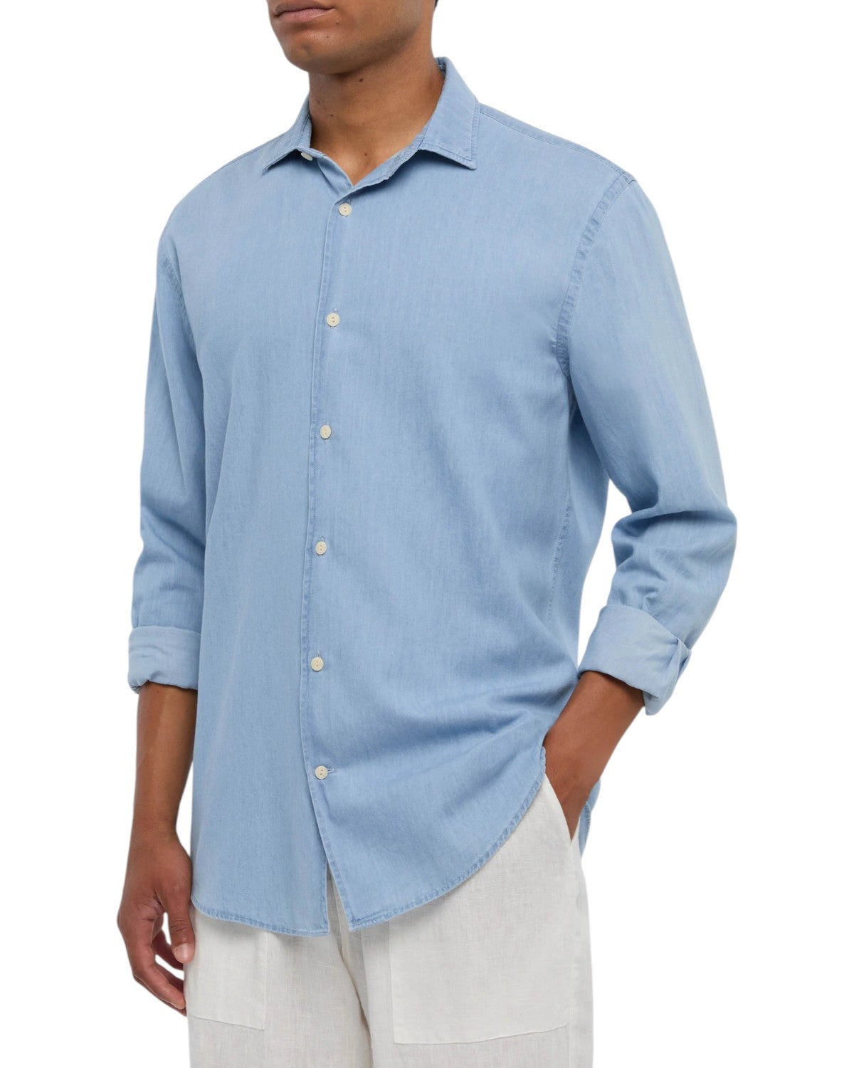 Camicia Pamplona in Chambray Blu Chiaro-Mc2 Saint Barth-Camicie-Vittorio Citro Boutique