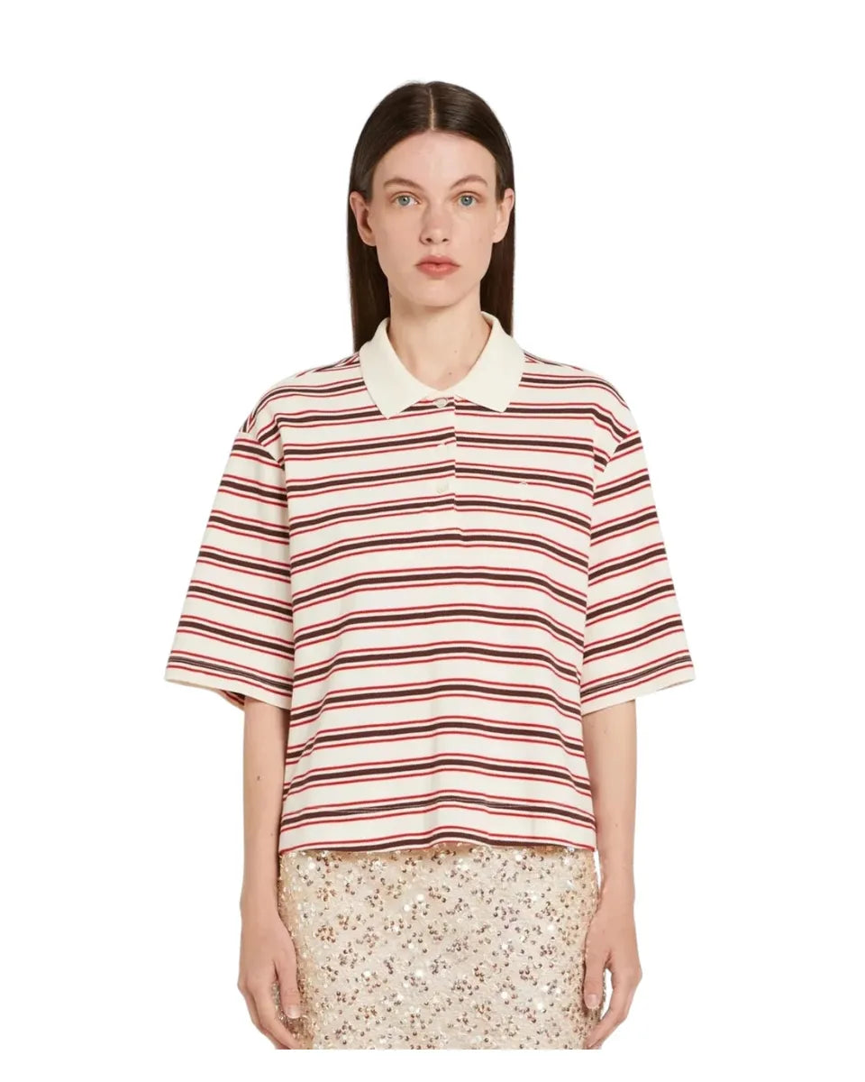 Polo Oversize in Cotone con Righe Orizzontali-Marella-Polo-Vittorio Citro Boutique