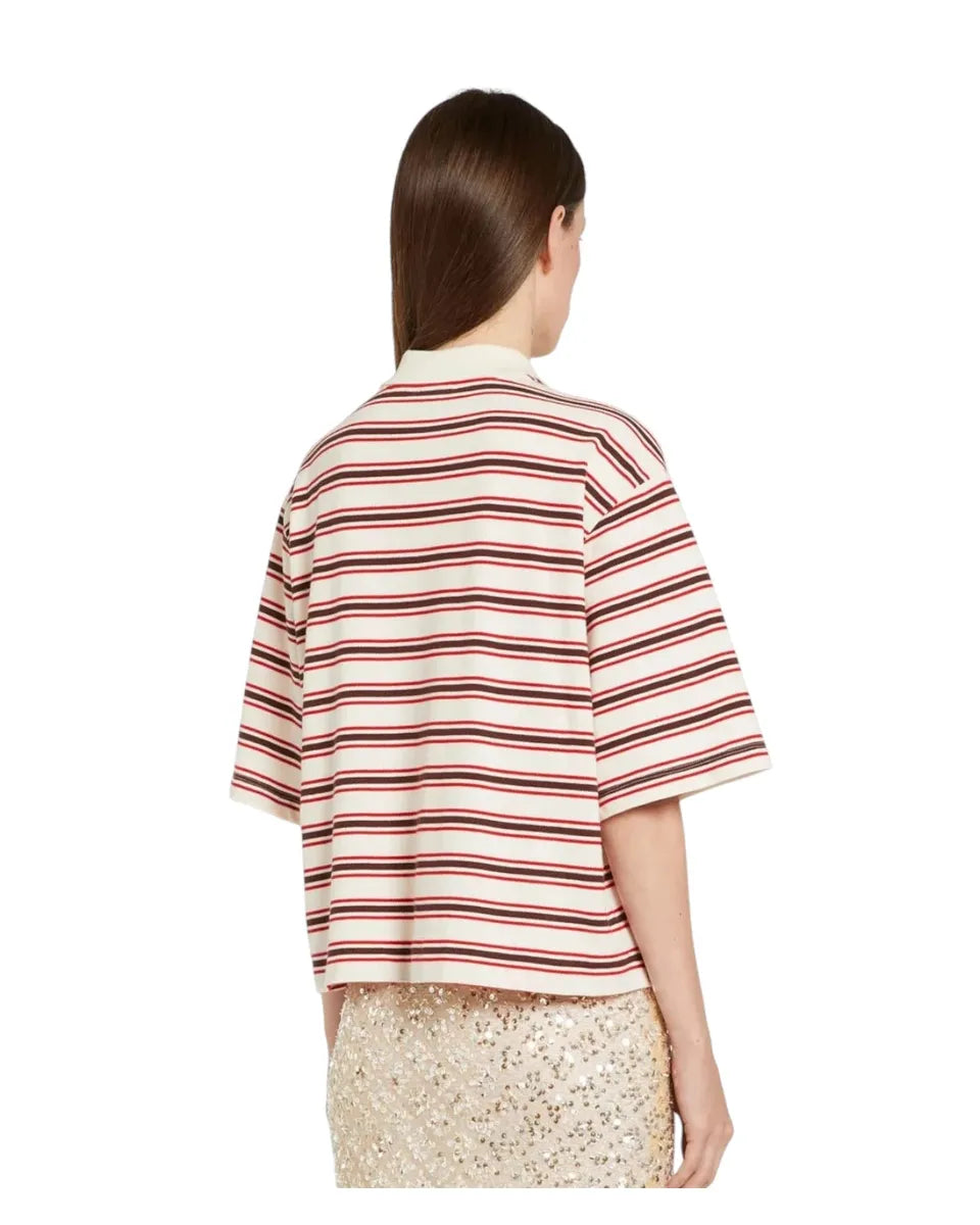 Polo Oversize in Cotone con Righe Orizzontali-Marella-Polo-Vittorio Citro Boutique