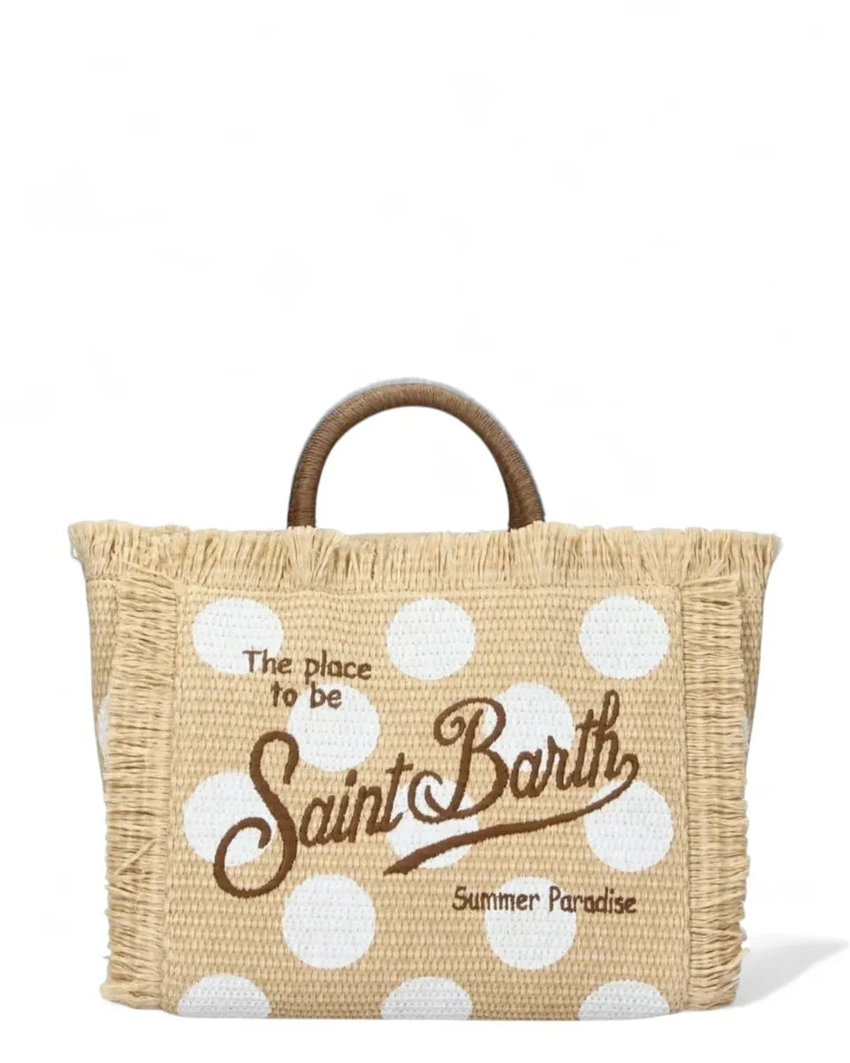 Borsa Colette in Rafia Naturale con Pois e Logo Ricamato-Mc2 Saint Barth-Borse a mano-Vittorio Citro Boutique