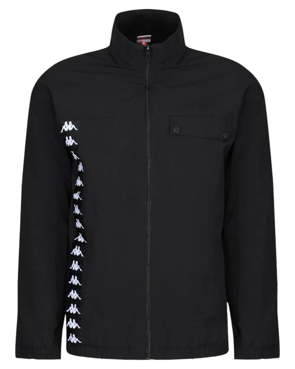Kappa Giacca Uomo Banda Edou Nero con Zip e Logo Omini Laterale-Kappa-Giacche-Vittorio Citro Boutique