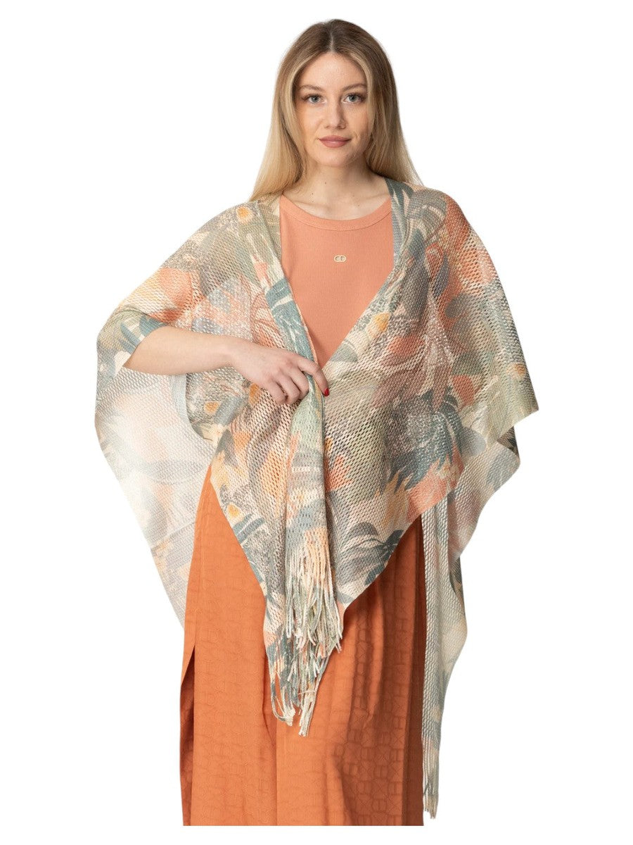 Kimono Twinset Effetto Rete con Stampa Floreale e Frange-Twinset-Maglieria-Vittorio Citro Boutique