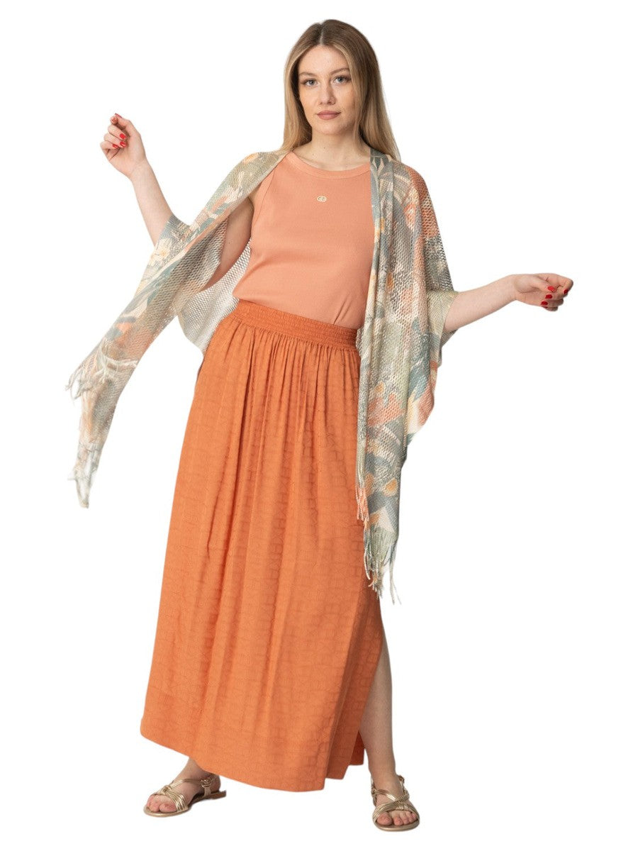 Kimono Twinset Effetto Rete con Stampa Floreale e Frange-Twinset-Maglieria-Vittorio Citro Boutique