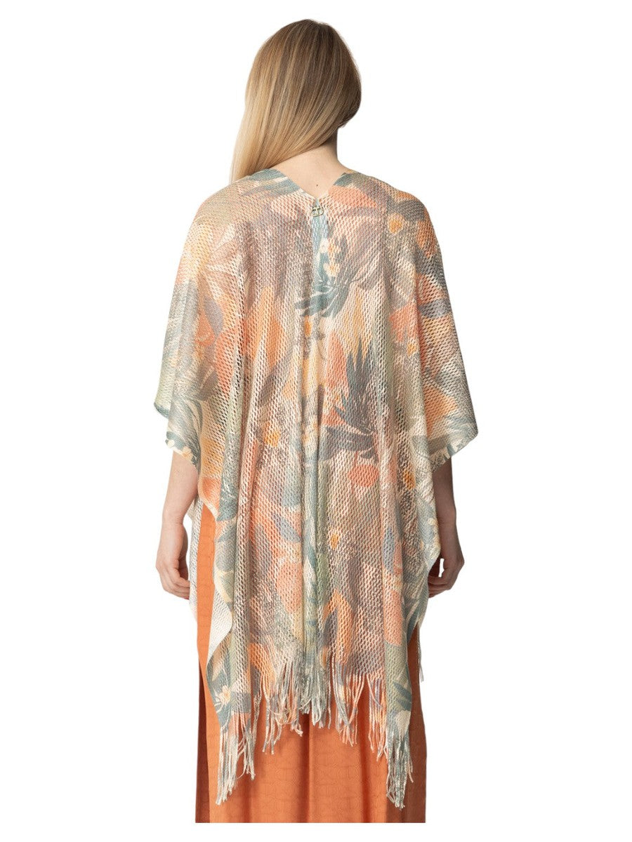 Kimono Twinset Effetto Rete con Stampa Floreale e Frange-Twinset-Maglieria-Vittorio Citro Boutique