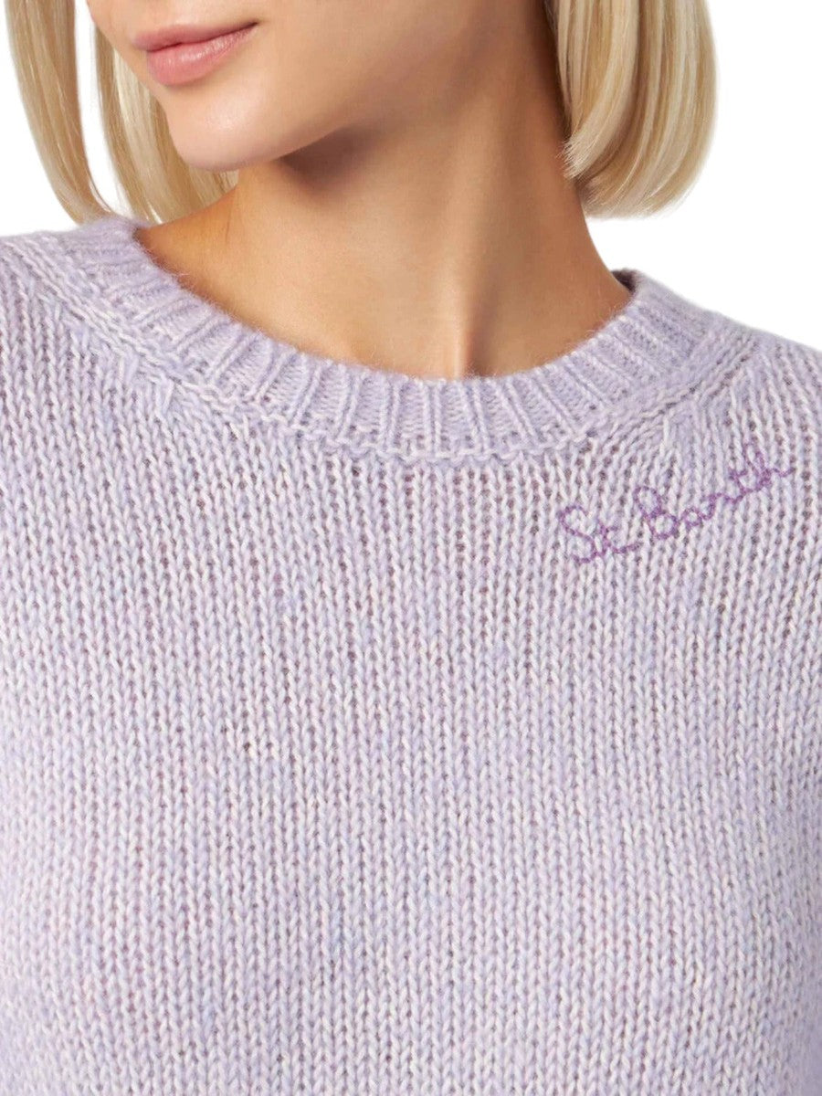 Maglia girocollo morbida crop con ricamo St. Barth-Mc2 Saint Barth-Maglieria-Vittorio Citro Boutique