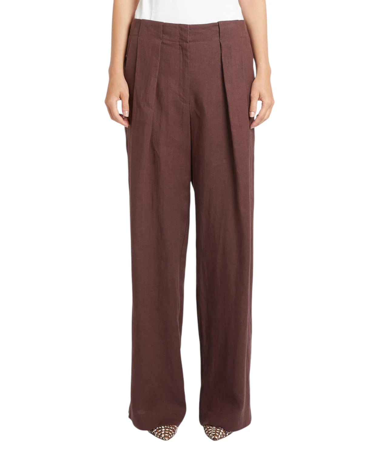 Pantaloni RETE Marella in Lino con Doppia Pinces