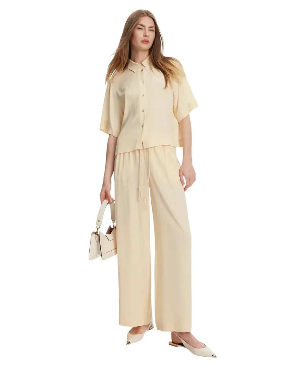 Pantalone Dritto in Crêpe de Chine di Seta con Coulisse-Pantaloni-Marella-Vittorio Citro Boutique