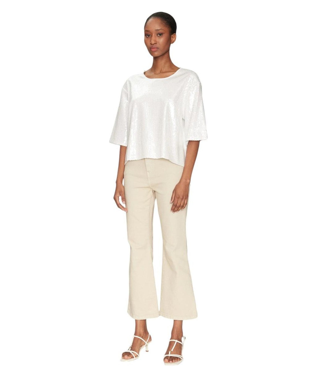 T-shirt Boxy in Cotone con Paillettes e Maniche a Tre Quarti-Marella-T-shirt-Vittorio Citro Boutique
