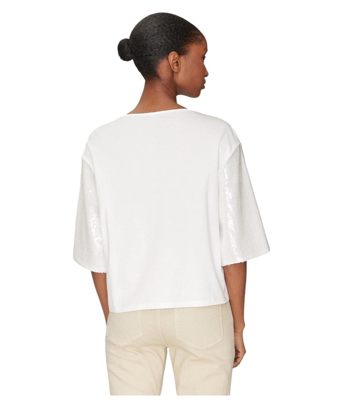 T-shirt Boxy in Cotone con Paillettes e Maniche a Tre Quarti-Marella-T-shirt-Vittorio Citro Boutique