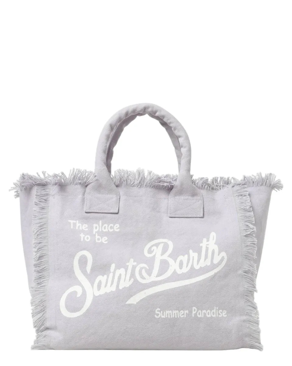 Borsa tote Vanity in cotone tinta unita con frange-Borse a mano-Mc2 Saint Barth-Vittorio Citro Boutique