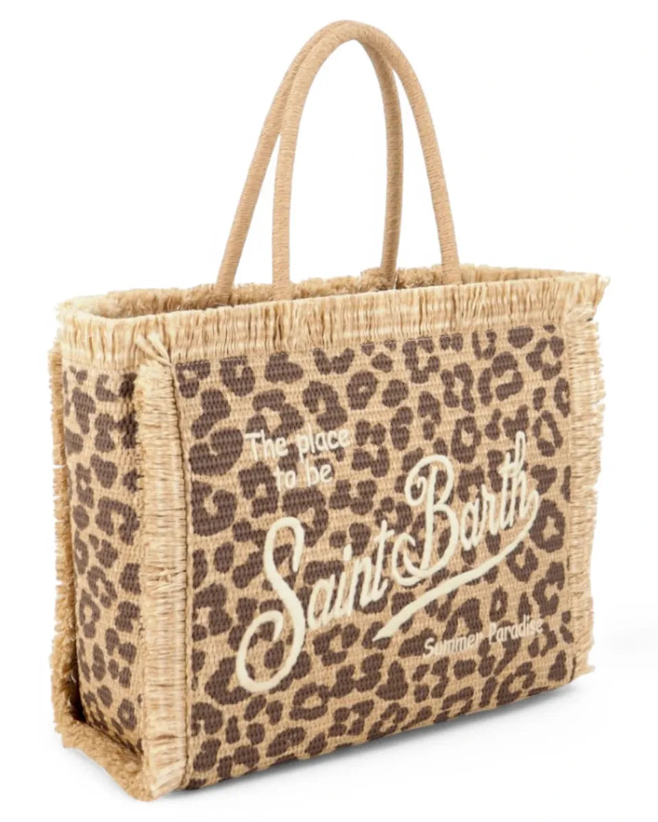 Borsa Vanity in Paglia con Ricamo Leopardato-Mc2 Saint Barth-Borse a spalla-Vittorio Citro Boutique