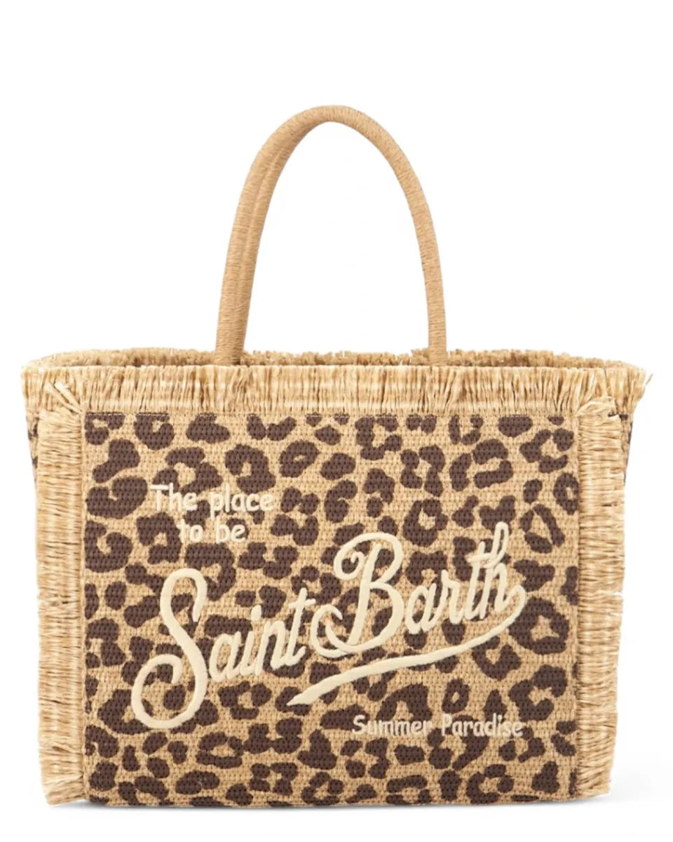 Borsa Vanity in Paglia con Ricamo Leopardato-Mc2 Saint Barth-Borse a spalla-Vittorio Citro Boutique