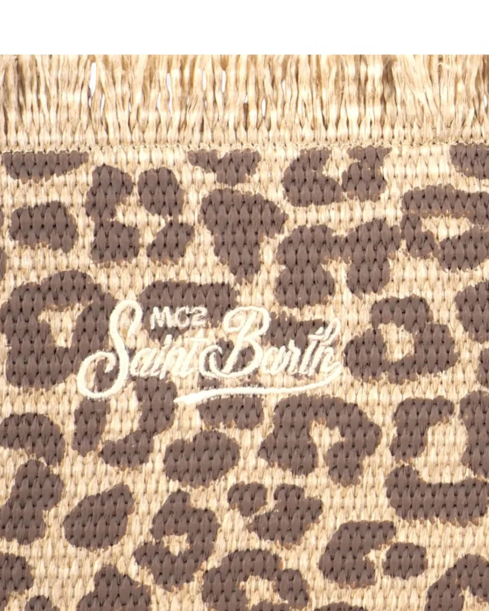 Borsa Vanity in Paglia con Ricamo Leopardato-Mc2 Saint Barth-Borse a spalla-Vittorio Citro Boutique