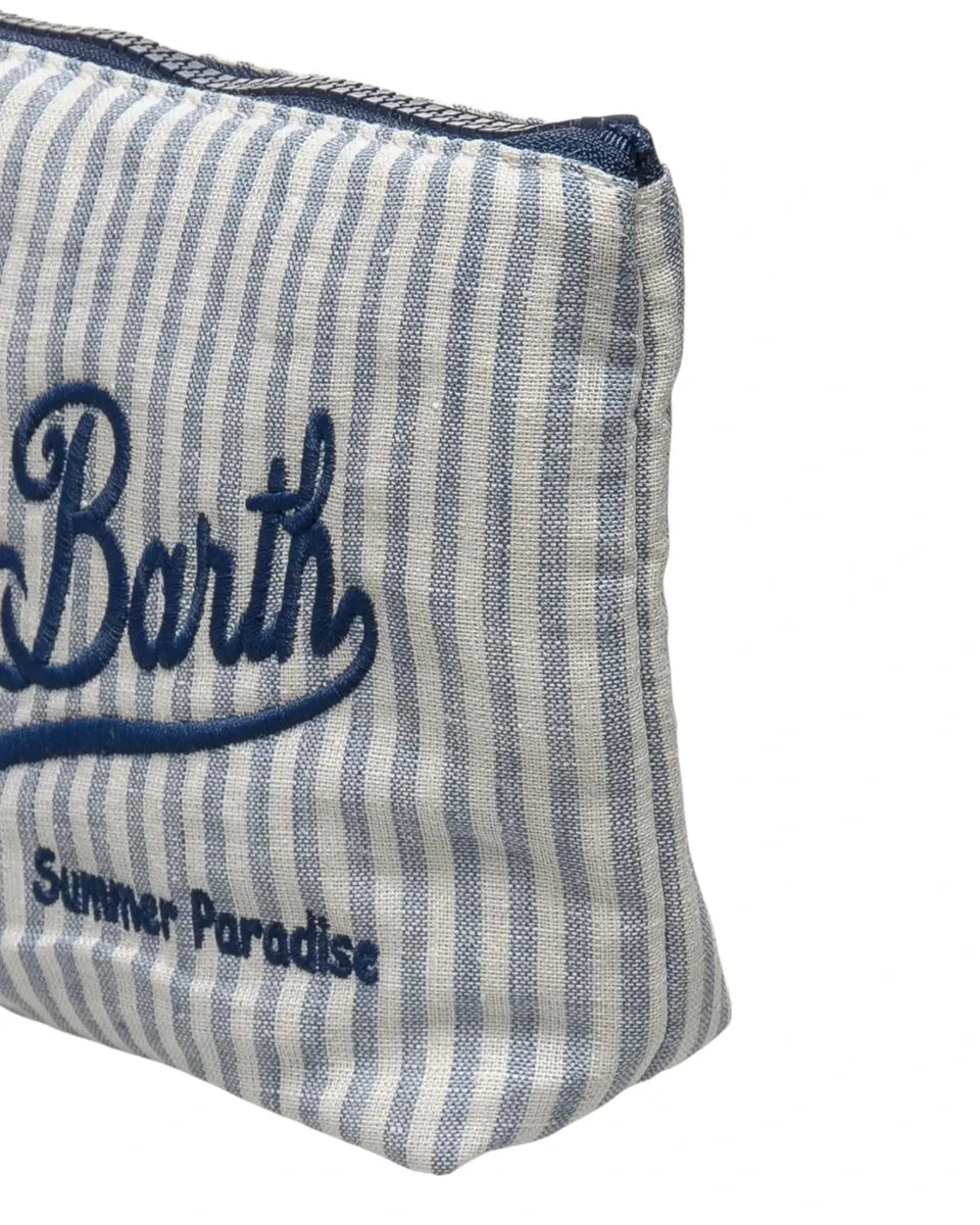 Pochette Aline Soft in Cotone Effetto Lino a Righe-Mc2 Saint Barth-Pochette-Vittorio Citro Boutique