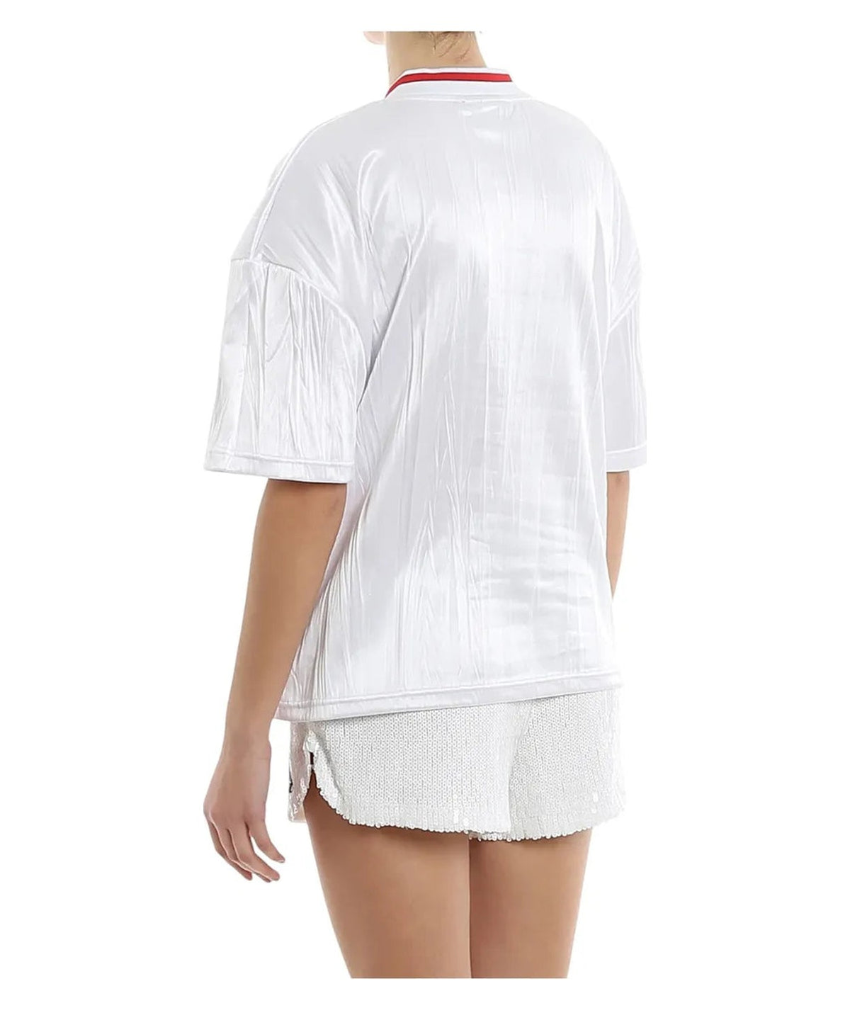 T-shirt Fila Miu Crimped Bianca con Maxi Logo in Paillettes 3