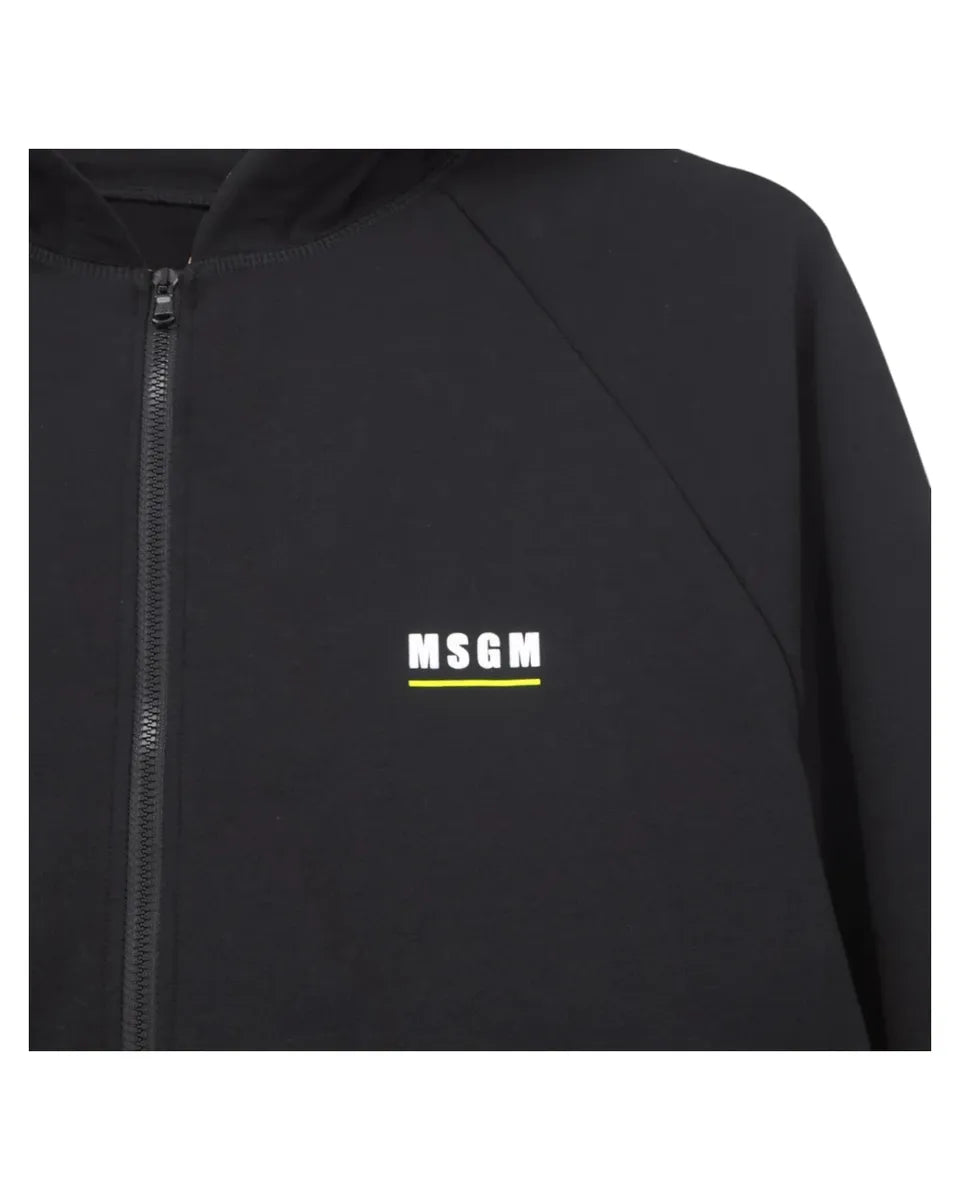 Felpa nera con cappuccio MSGM micro logo frontale-Msgm-Felpe-Vittorio Citro Boutique