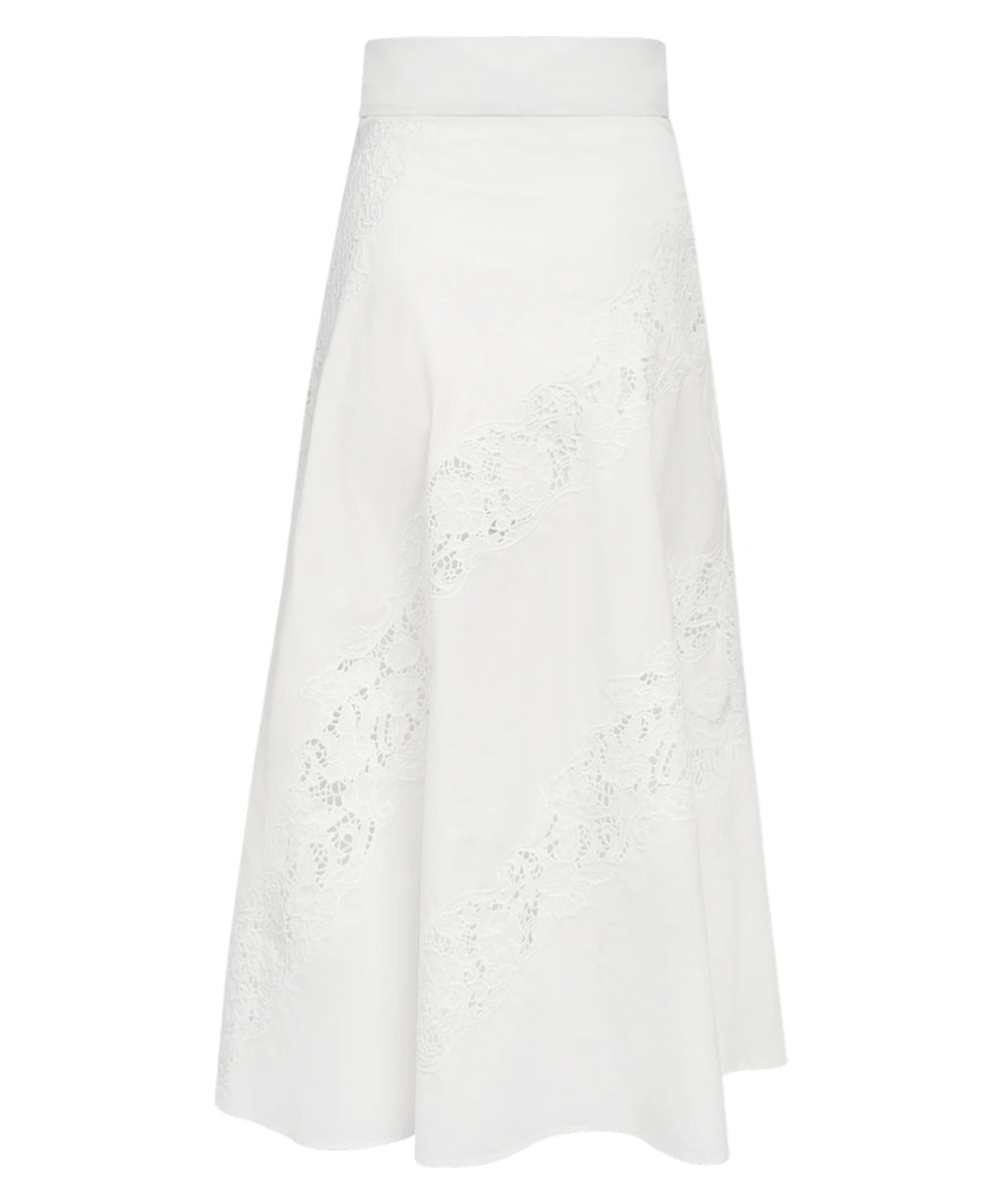 Twinset Long Cotton Skirt with Sangallo Embroidery