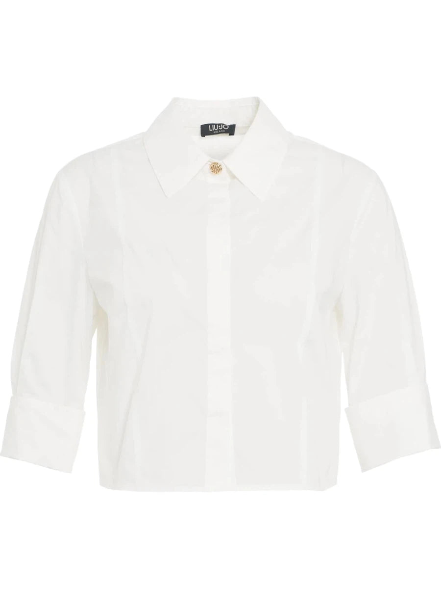 Camicia Crop a Righe in Cotone-Camicie-Liu-Jo-Vittorio Citro Boutique