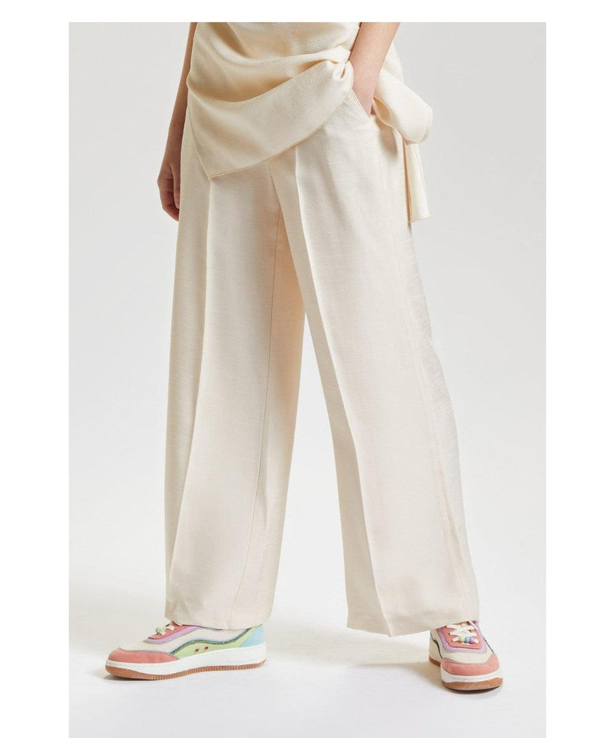 Pantalone Donna Gamba Dritta in Cady Fiammato 5