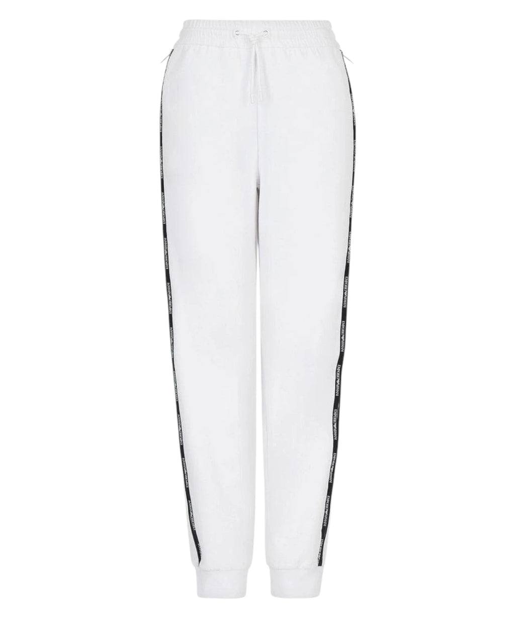 Pantaloni jogger in double jersey con tape logo e zip laterale