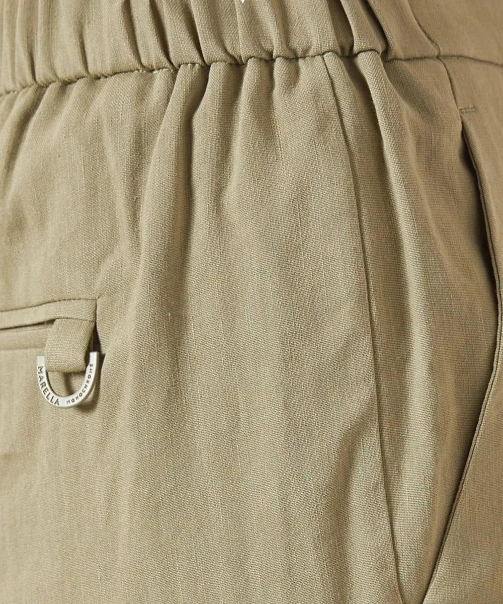Pantalone Slim in Viscosa e Lino Stretch con Vita Elasticizzata-Pantaloni-Marella-Vittorio Citro Boutique