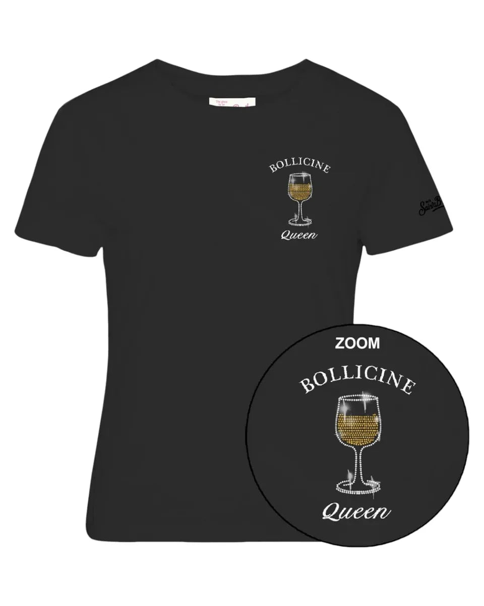 T-shirt Emilie con Strass "Bollicine Queen"-Mc2 Saint Barth-T-shirt-Vittorio Citro Boutique