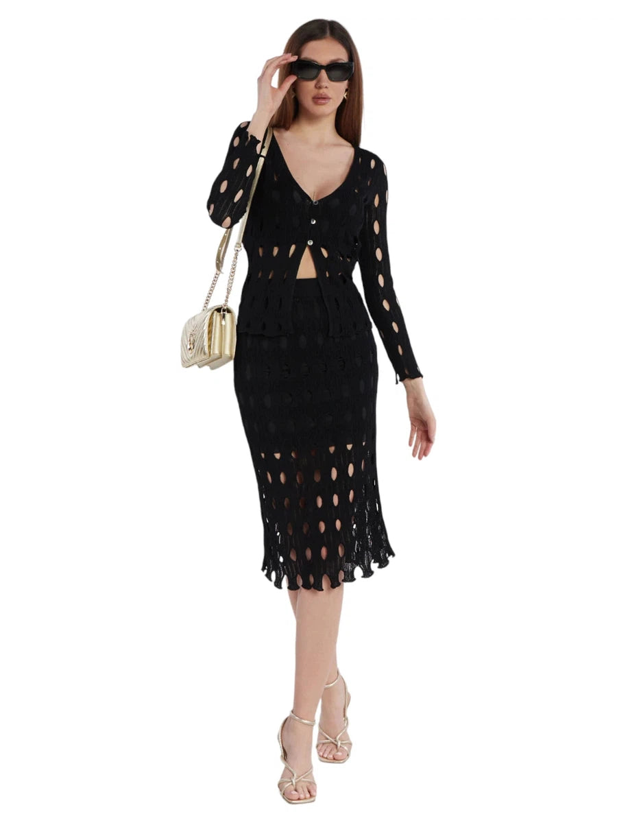 Cardigan in maglia traforata Havana-Maglieria-Pinko-Vittorio Citro Boutique