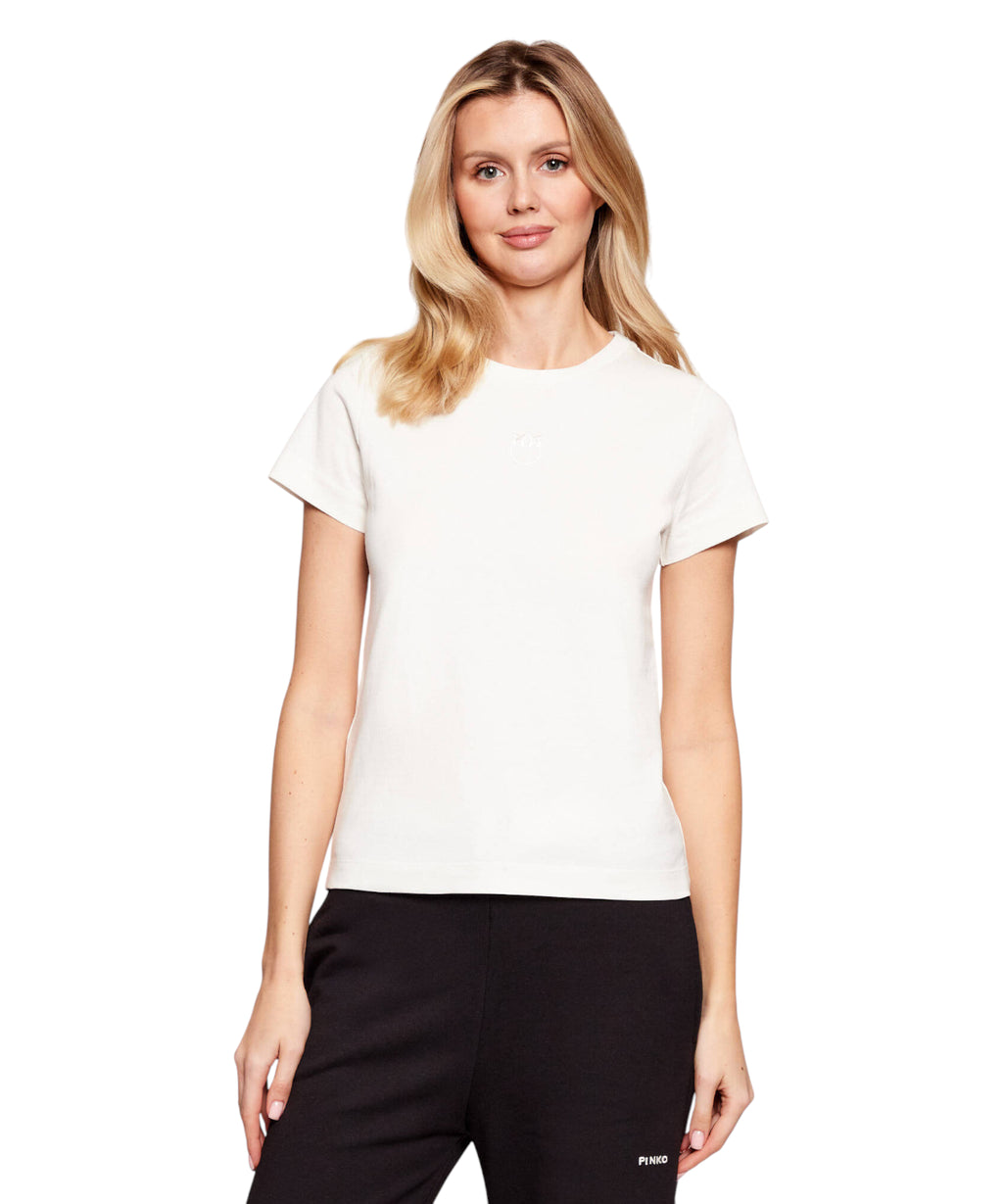 PINKO cotton Bussolotto T-shirt with embroidered logo