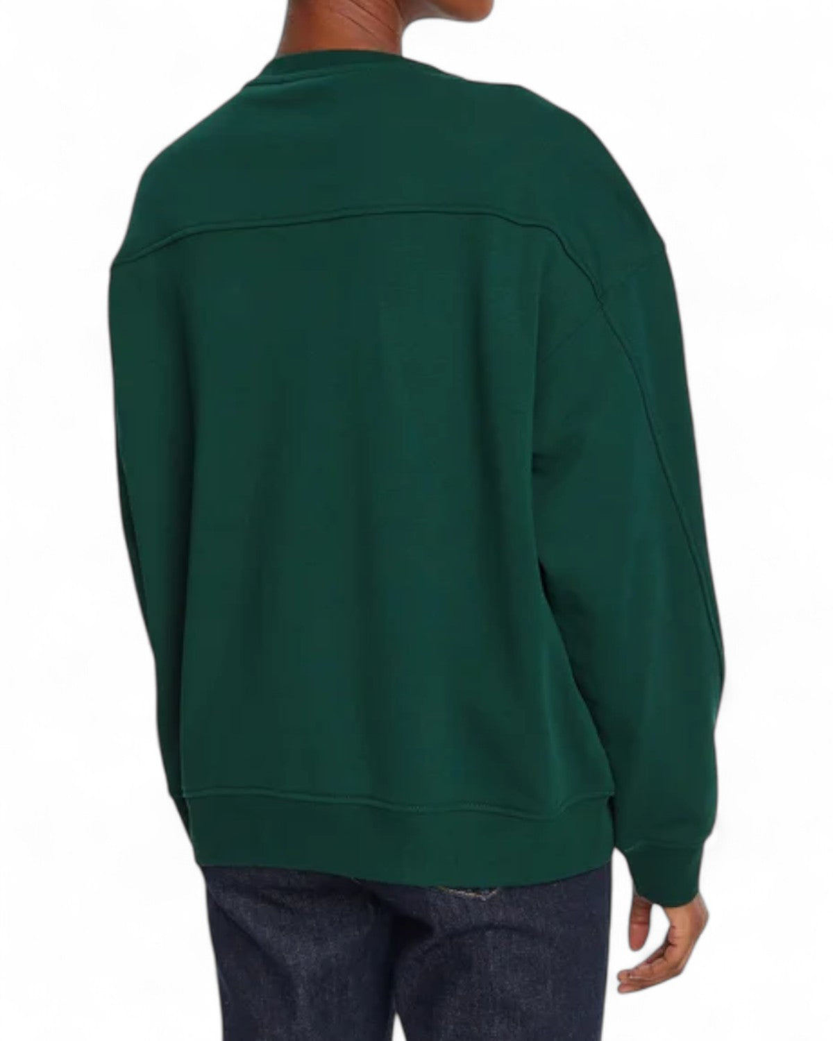 Retro della felpa PINKO verde con taglio rilassato e maniche lunghe, ideale per outfit casual della stagione invernale FW26.