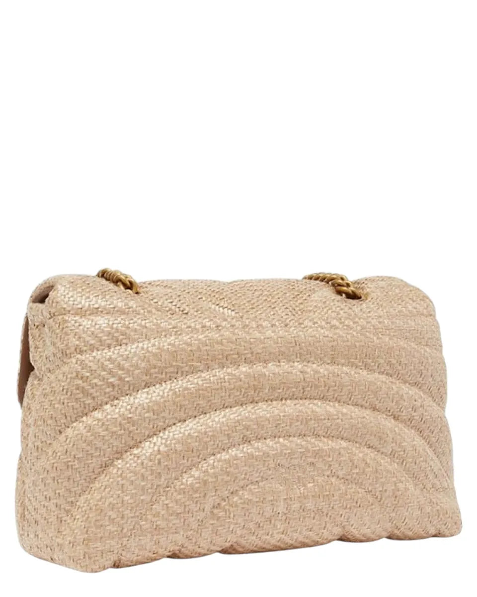 Mini Love Bag Puff in rafia con catena dorata e fibbia Love Birds-Pinko-Borse a spalla-Vittorio Citro Boutique