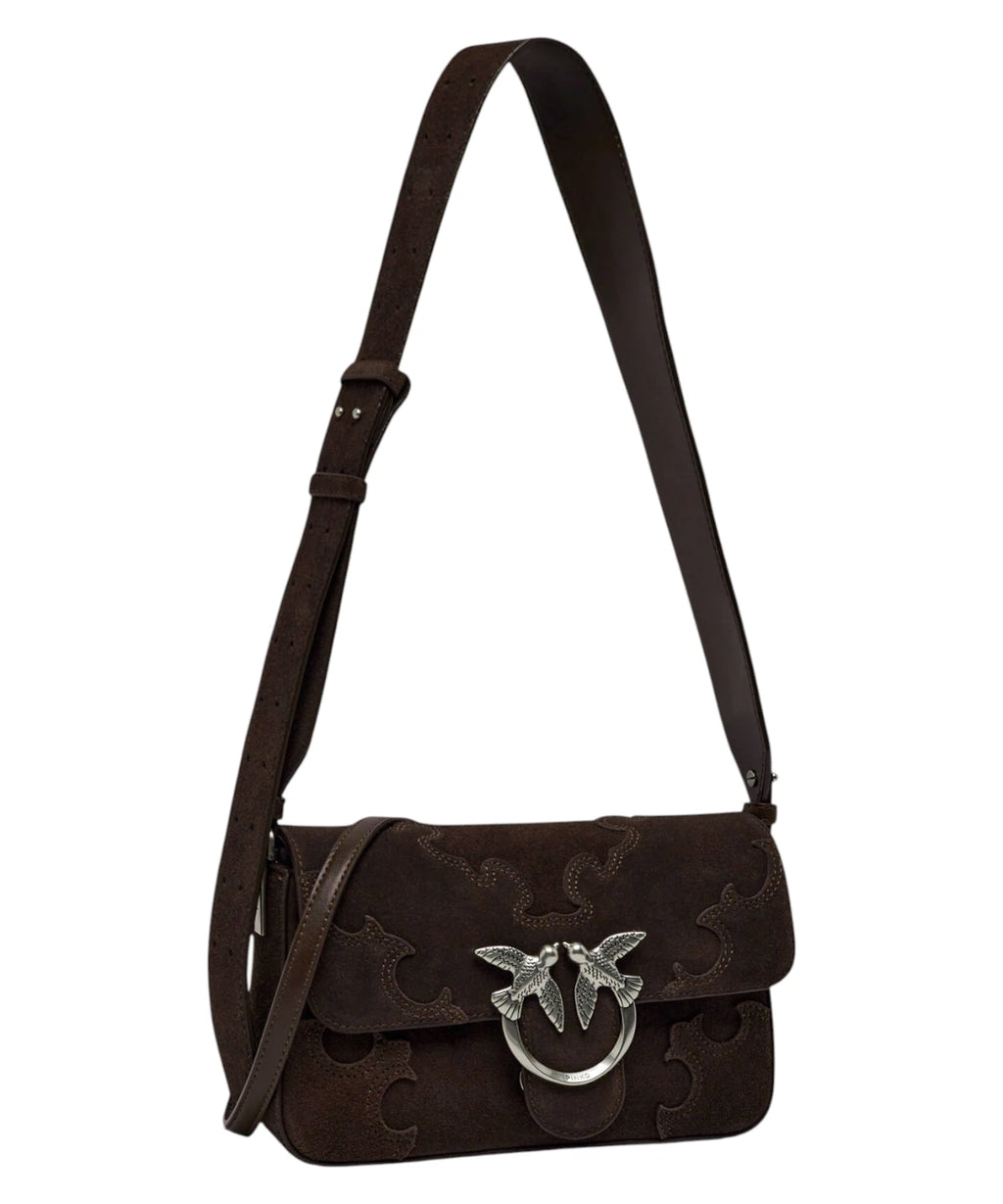 PINKO Schultertasche aus Wildleder mit Intarsie