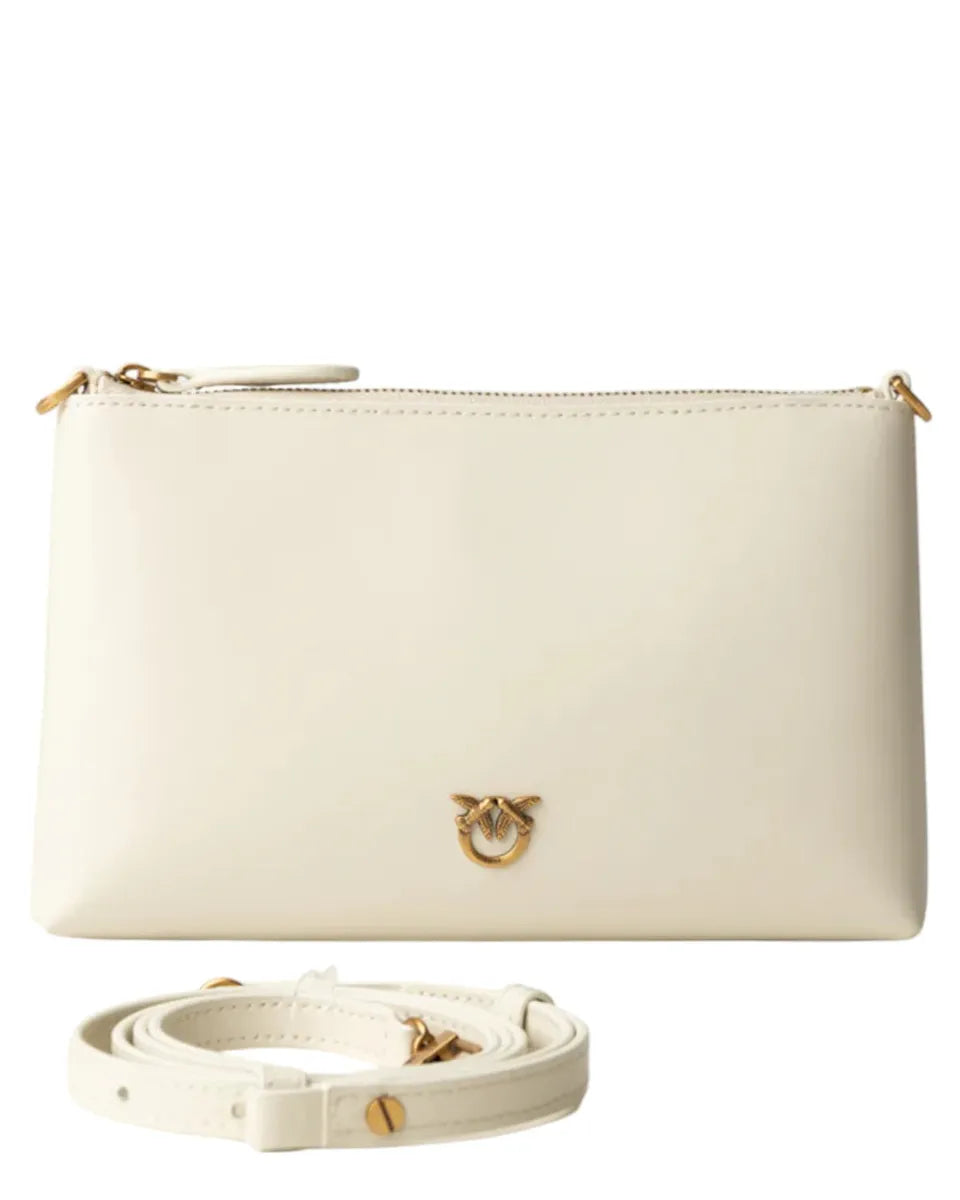 Borsa a Tracolla Piatta in Pelle con Logo Love Birds-Pinko-Pochette-Vittorio Citro Boutique
