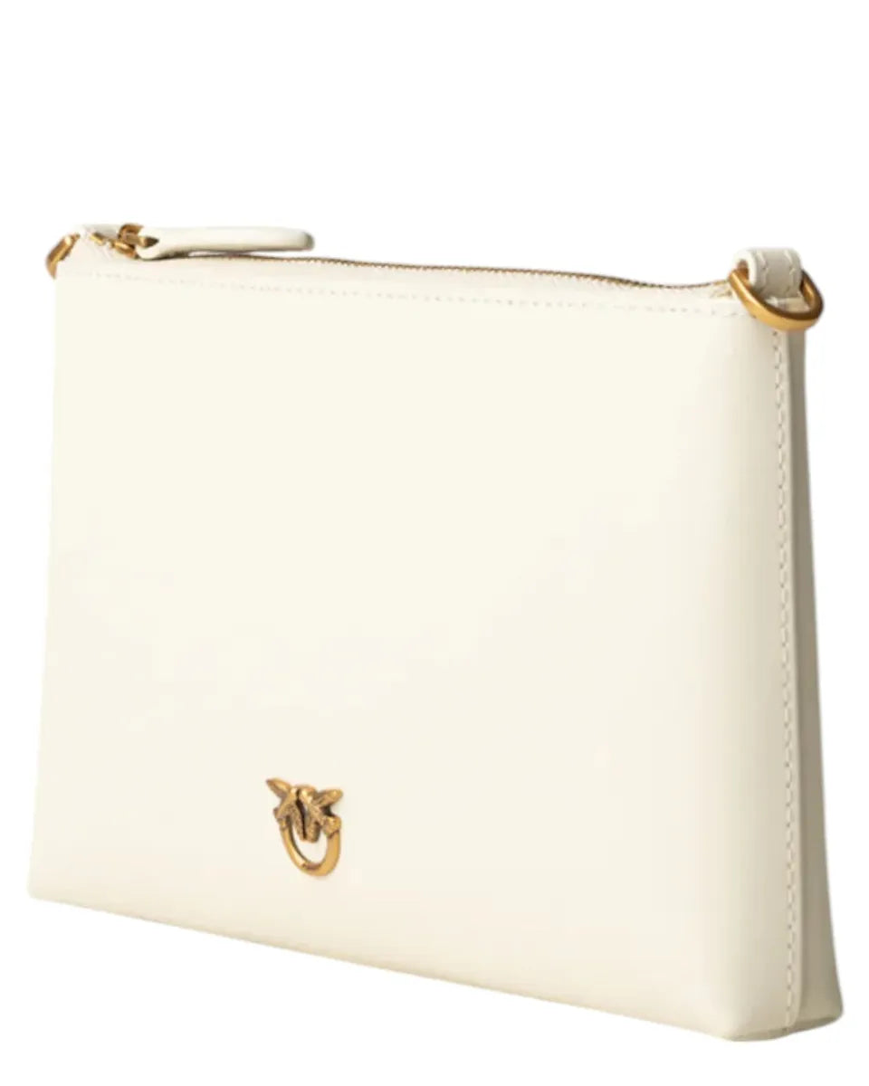 Borsa a Tracolla Piatta in Pelle con Logo Love Birds-Pinko-Pochette-Vittorio Citro Boutique